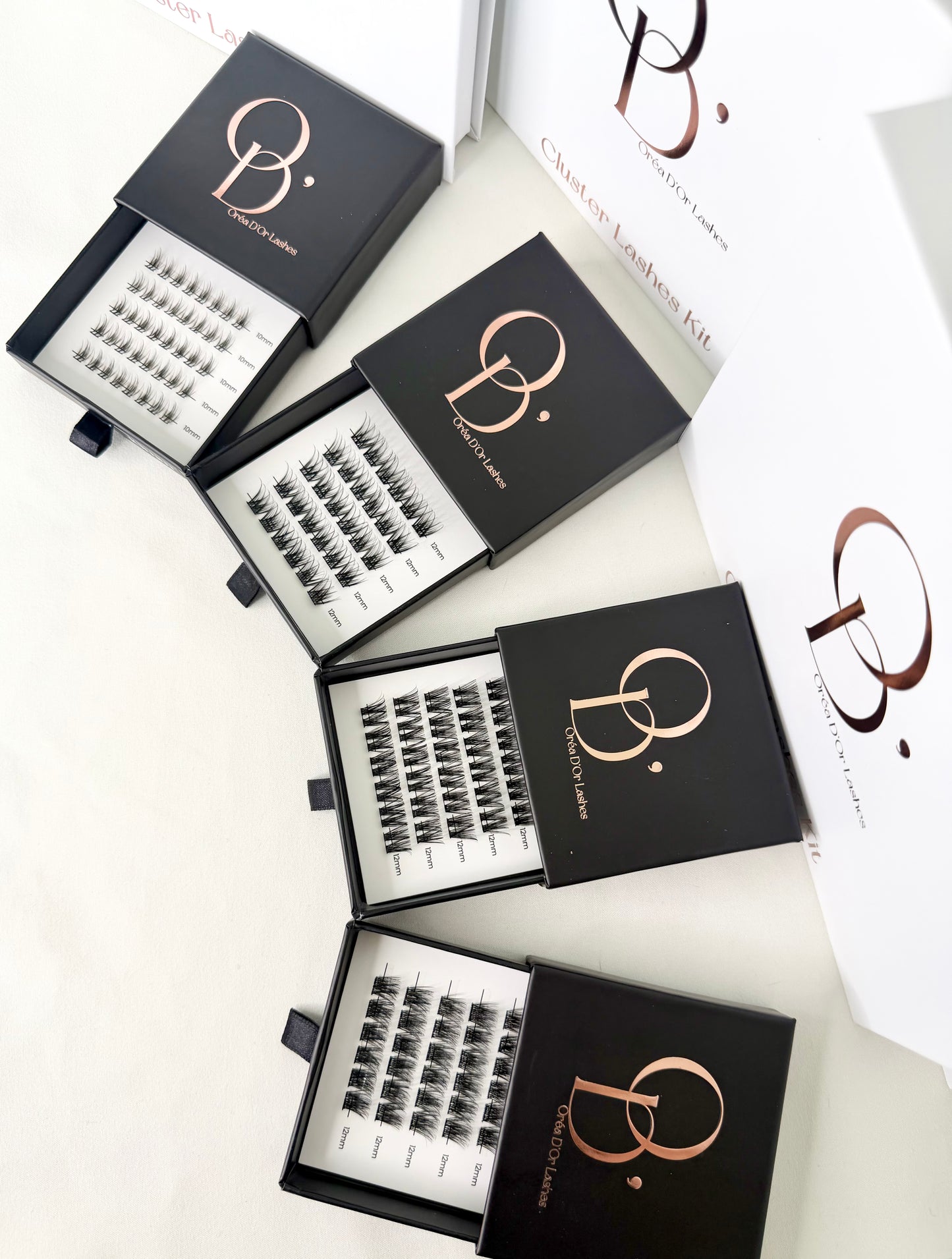 Oréa D'Or Lash Refill TEASE packaging - Luxury black box single length lash refills Australia
