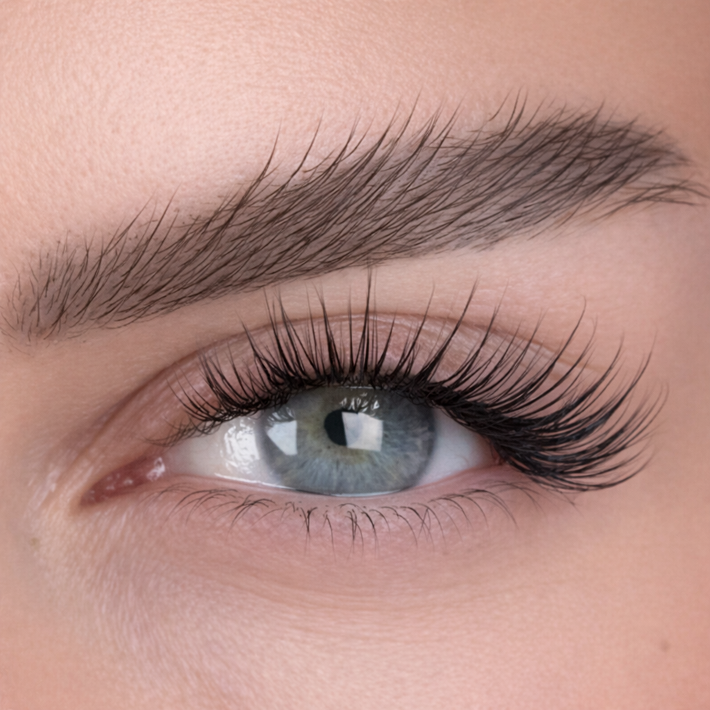 WISPY lash style result - Natural feathered look with 10mm, 12mm, 14mm, 12mm lash map for elegant DIY extensions

